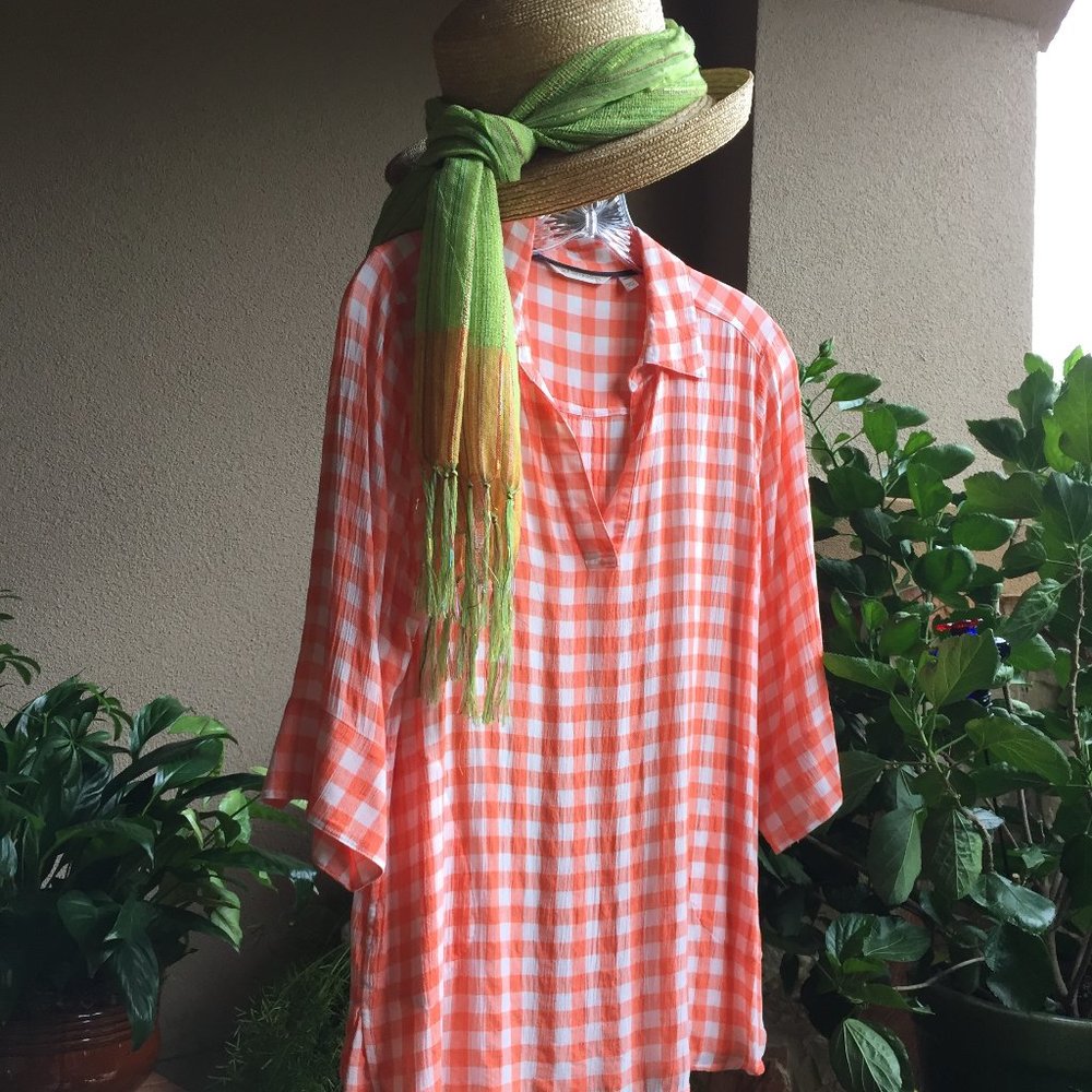 Soft Surroundings Al Fresco Tunic in Bright Melon - Picture 2 of 8